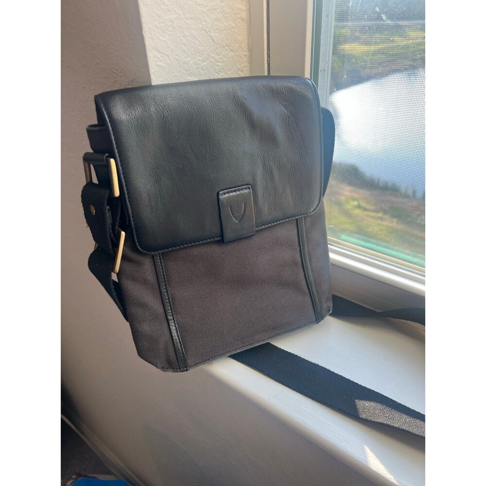 Hidesign Aiden Small Genuine Leather and Canvas Crossbody Messenger Bag